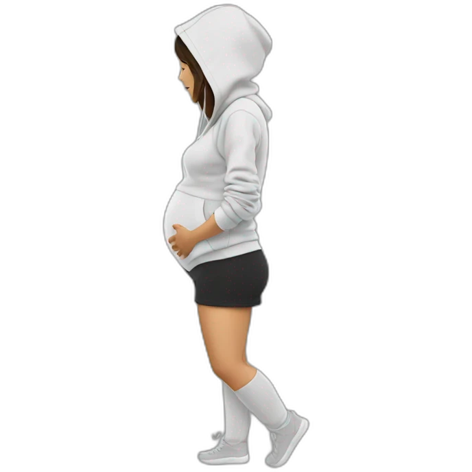 hoodie sweatshirt pregnant woman side view emoji