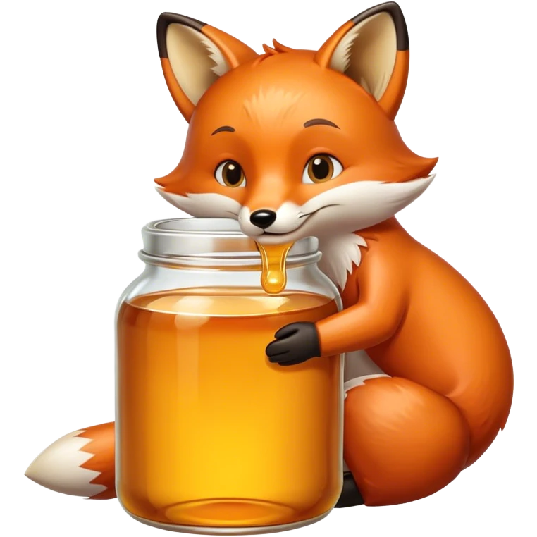 Fox hugging a jar of honey emoji