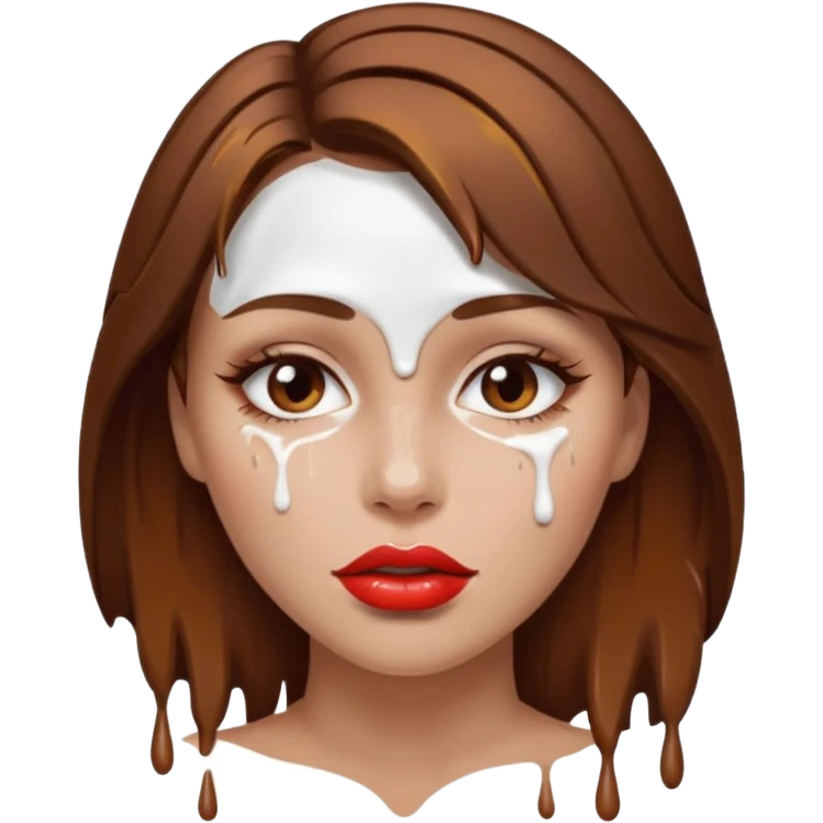 Brown Hair, Woman, white paint drip, face, hot, Sexy, lips emoji
