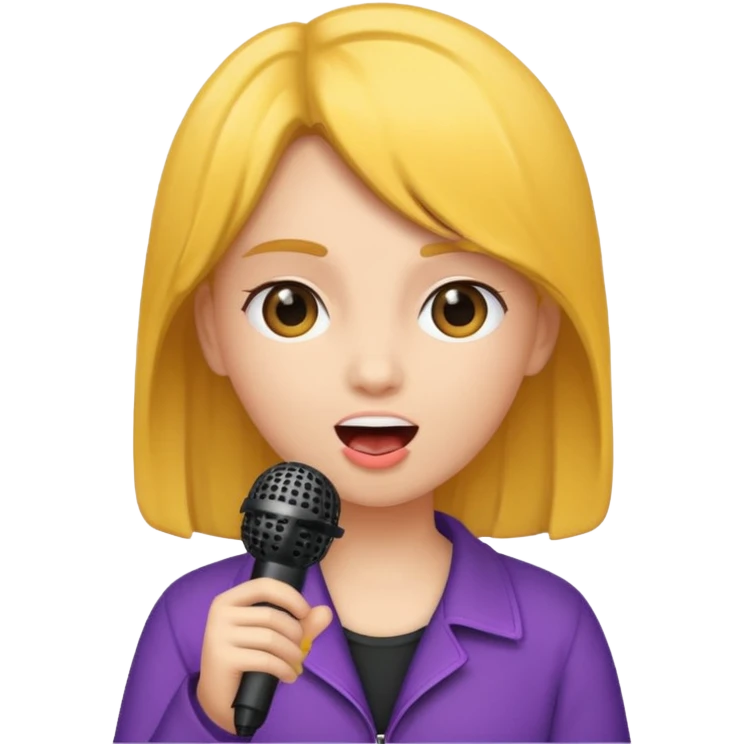 A girl singing with mic emoji