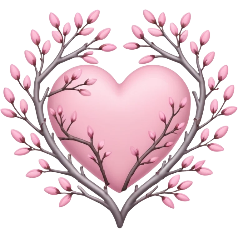 heart entwined with sakura branches and subtle silver details emoji