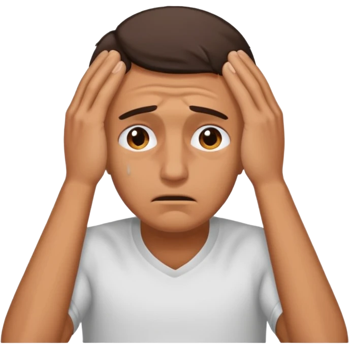 איש תופס את הראש ביאוש emoji