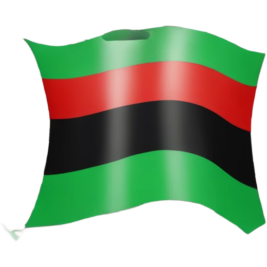 A flag with three horizontal stripes (green on top, white in the middle, and black at the bottom) with three red five-pointed stars centred in the white stripe.




 emoji