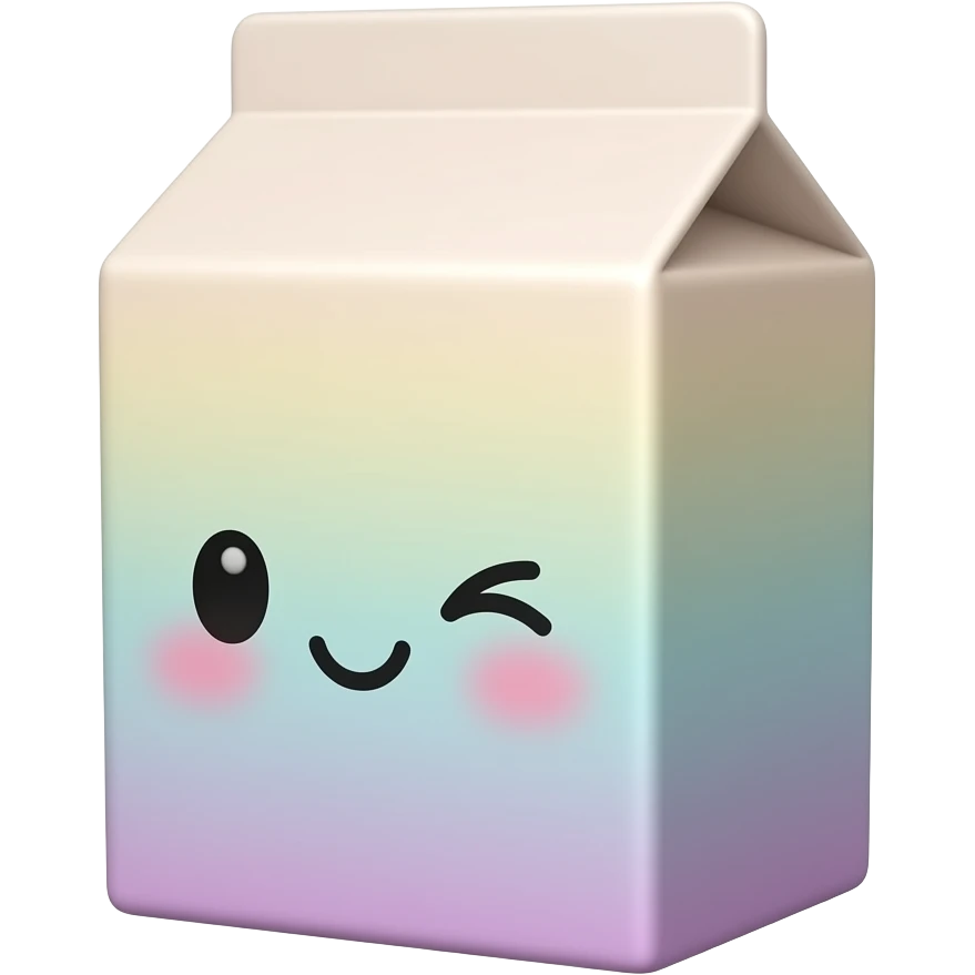 Kawaii juice box raising one eyebrow emoji
