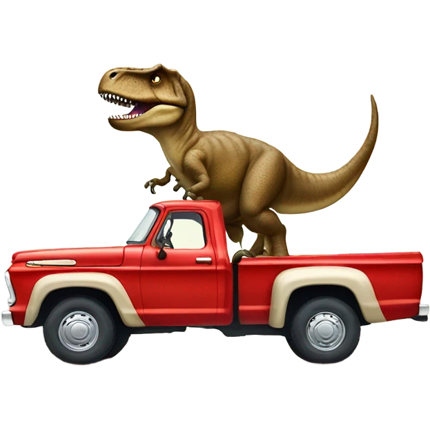 T-Rex in classic ford truck emoji
