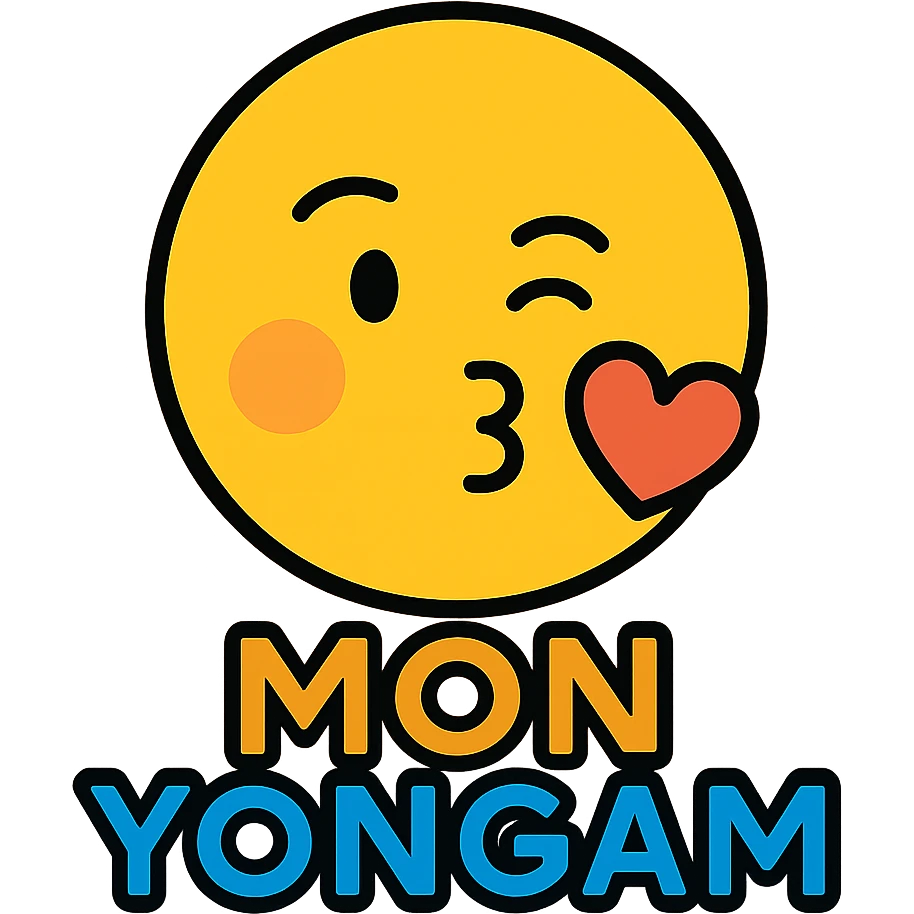morning greeting with a flying kiss and the text 'mon yongam' emoji