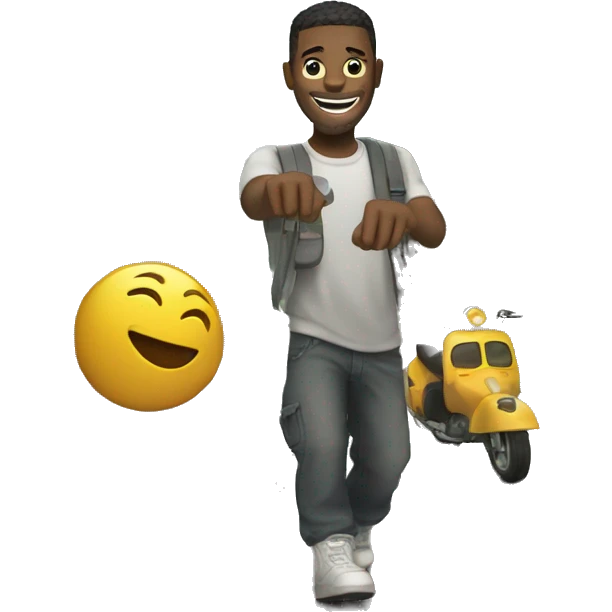 urban road adventure with smile emoji