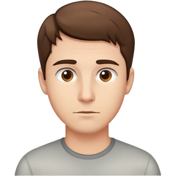 man with short brown hair, neutral expression emoji