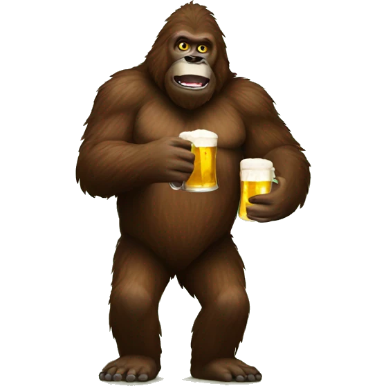 Bigfoot drinking beer emoji