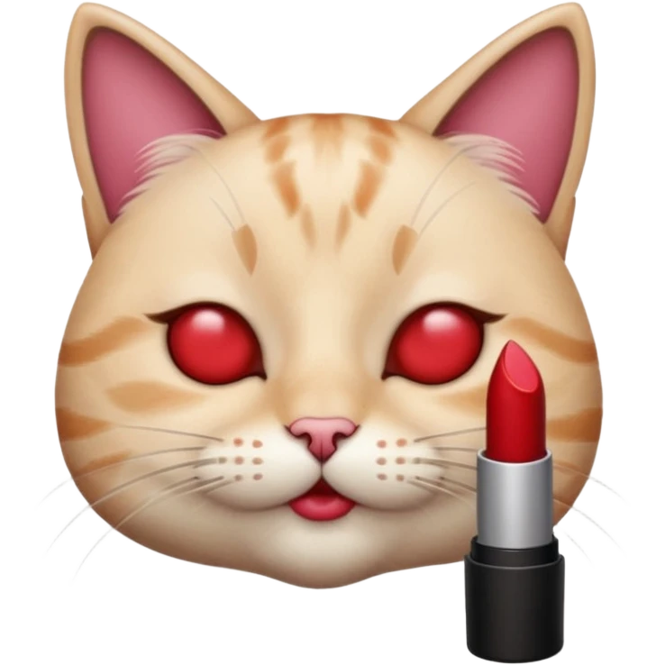 cat with lipstick and lashes and her eyes closed emoji