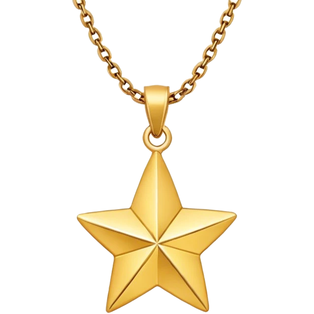 Star charm in necklace – golden star-shaped trinket.
 emoji