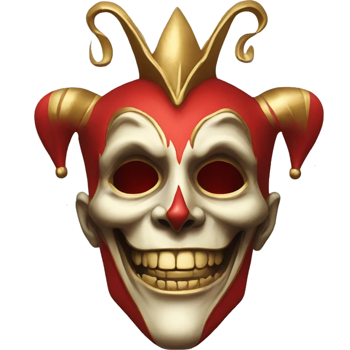 Jester high cheekbones, half skull face, red, gilded  emoji