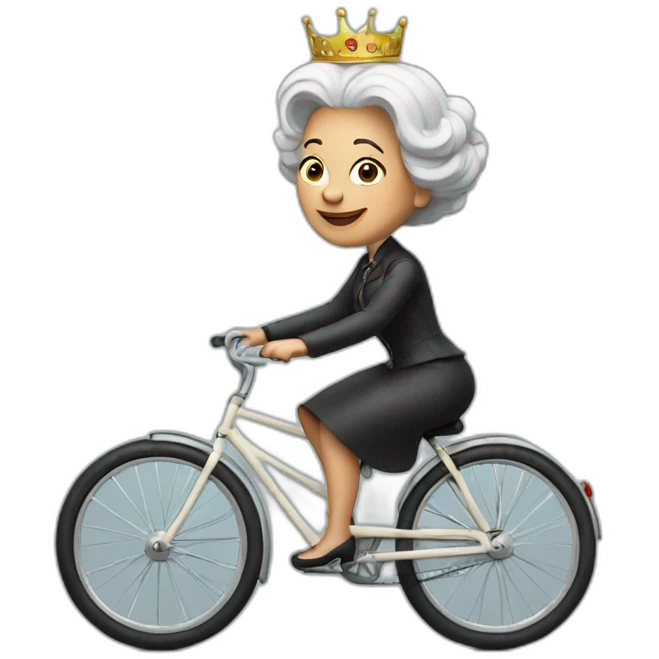 the late queen riding a bicycle emoji