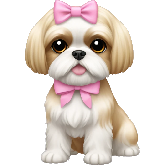 golden cream shih tzu white girl cute medium hair pink bow emoji