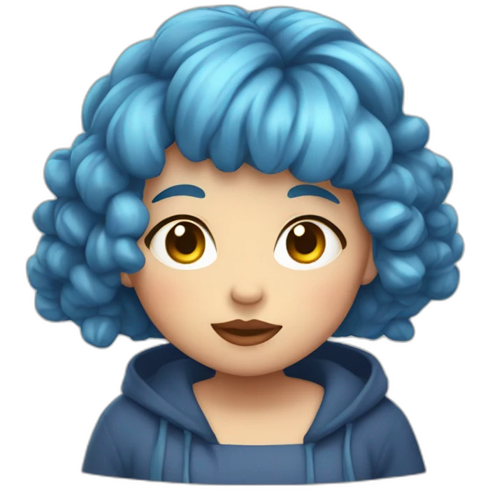 obese girl, bleu hairs, really hungry emoji