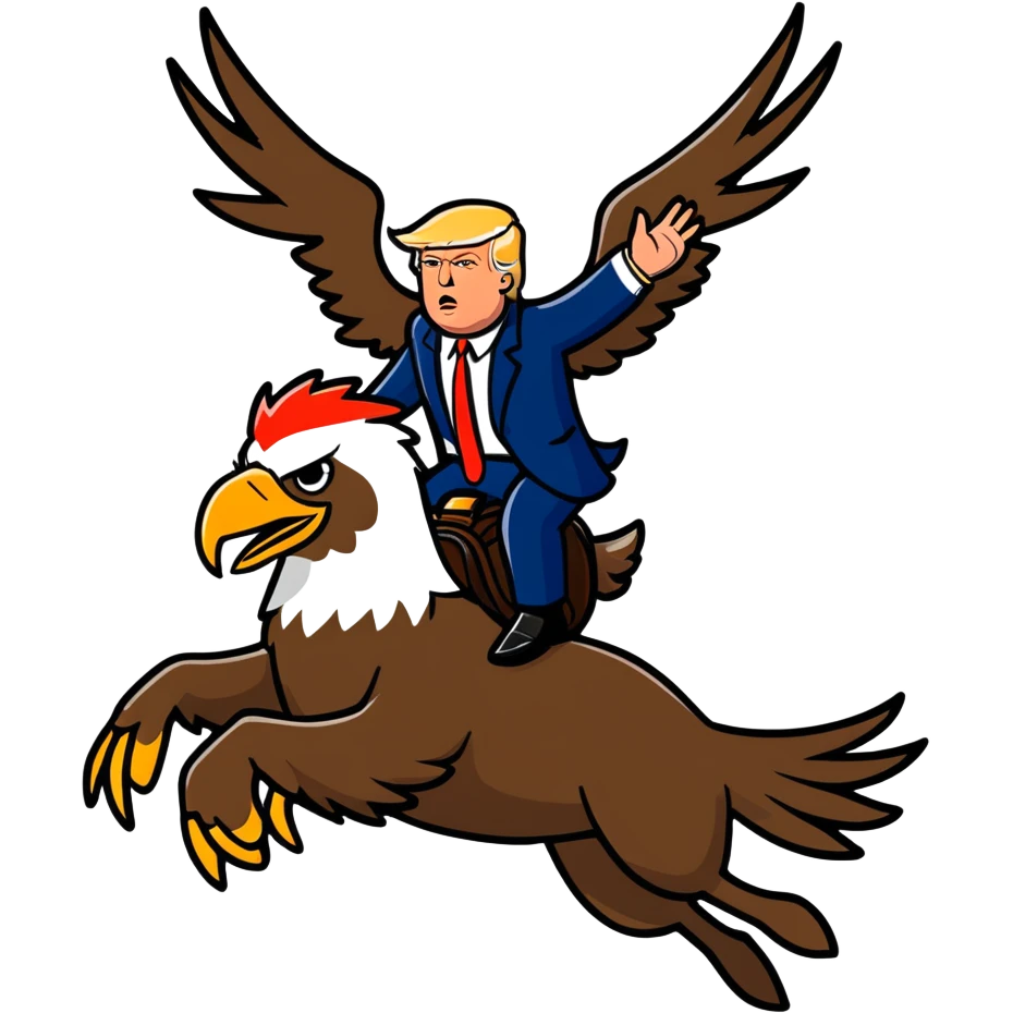 Trump riding an eagle emoji