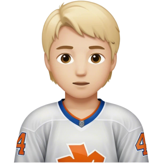 Young light haired hockey player number 4 emoji