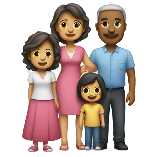 familia papa, mama, hermana mayor y 1 hermana menor  emoji