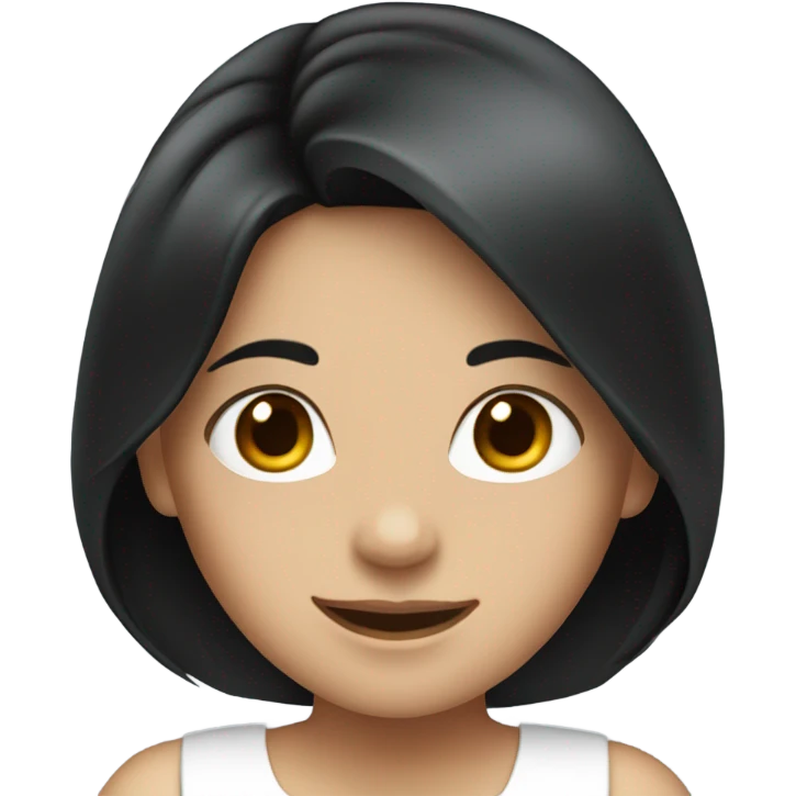 smiling girl in white dress with black hair emoji