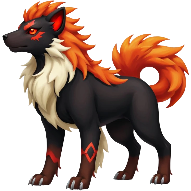 Shiny Exotic Gothic Houndoom-Arcanine-Pokémon-Fakémon-hybrid-creature emoji
