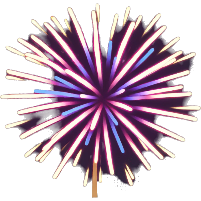 Brightly colored fireworks emoji