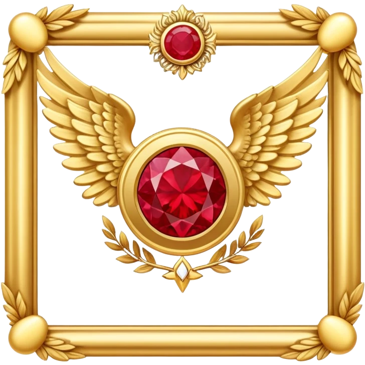 3 place award Number in frame decorated with golden angel  wings and rubby stone emoji