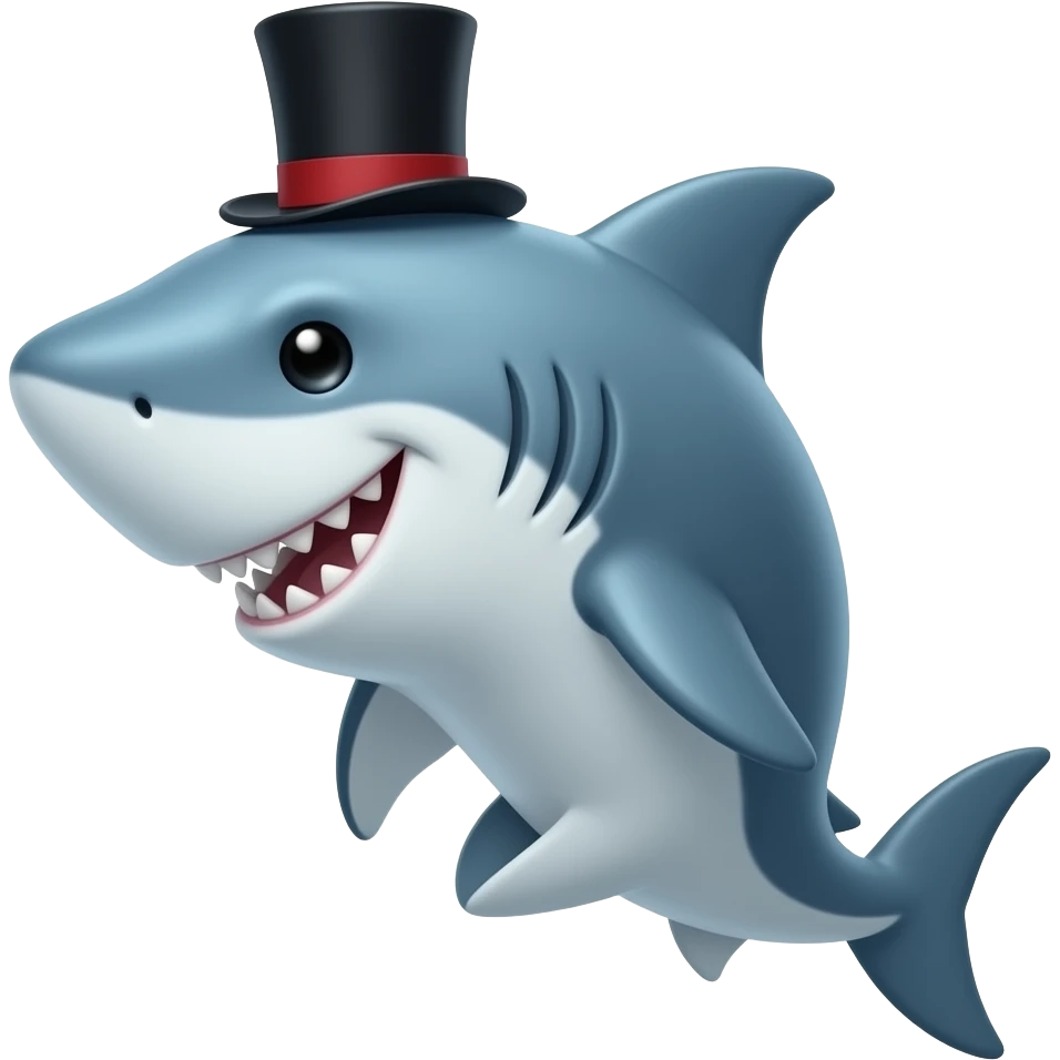 Shark with a top hat emoji