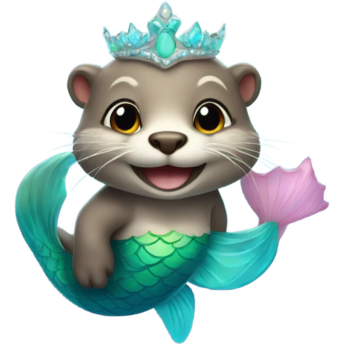 A cute and happy otter face as a mermaid princess. emoji
