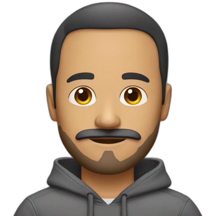 developer with hoodie рeceding hairline and mustache and beard emoji