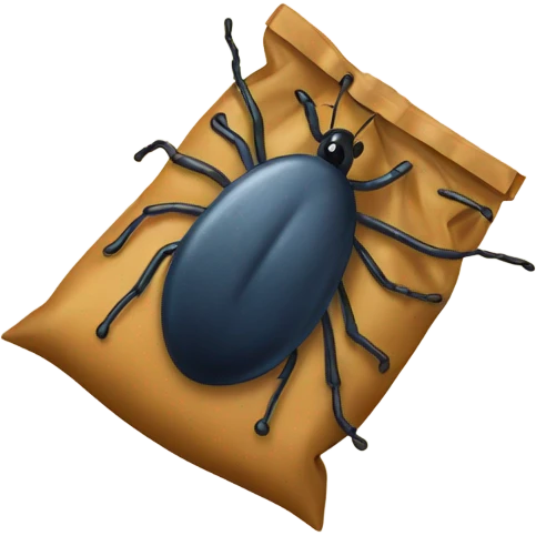 A tick insect crawling out of a bag emoji