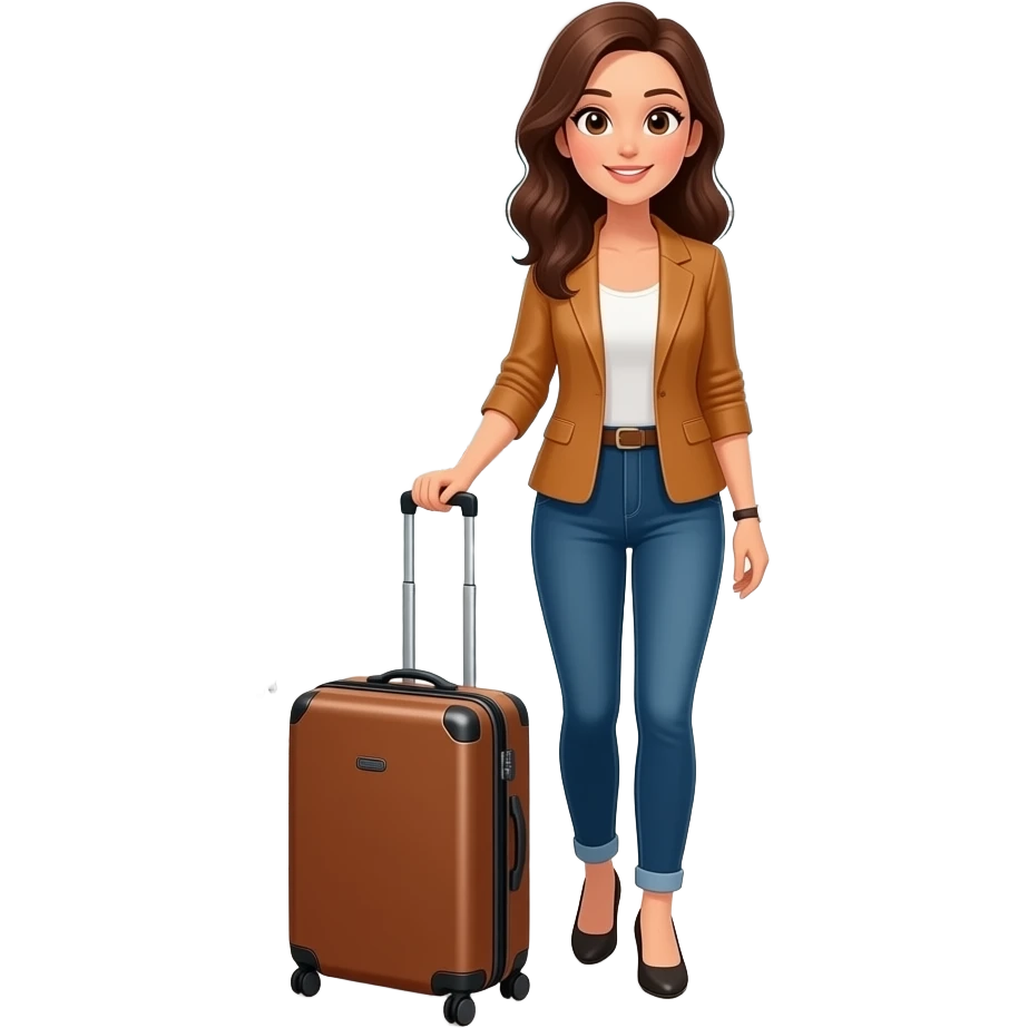 a woman with a suitcase at the airport emoji