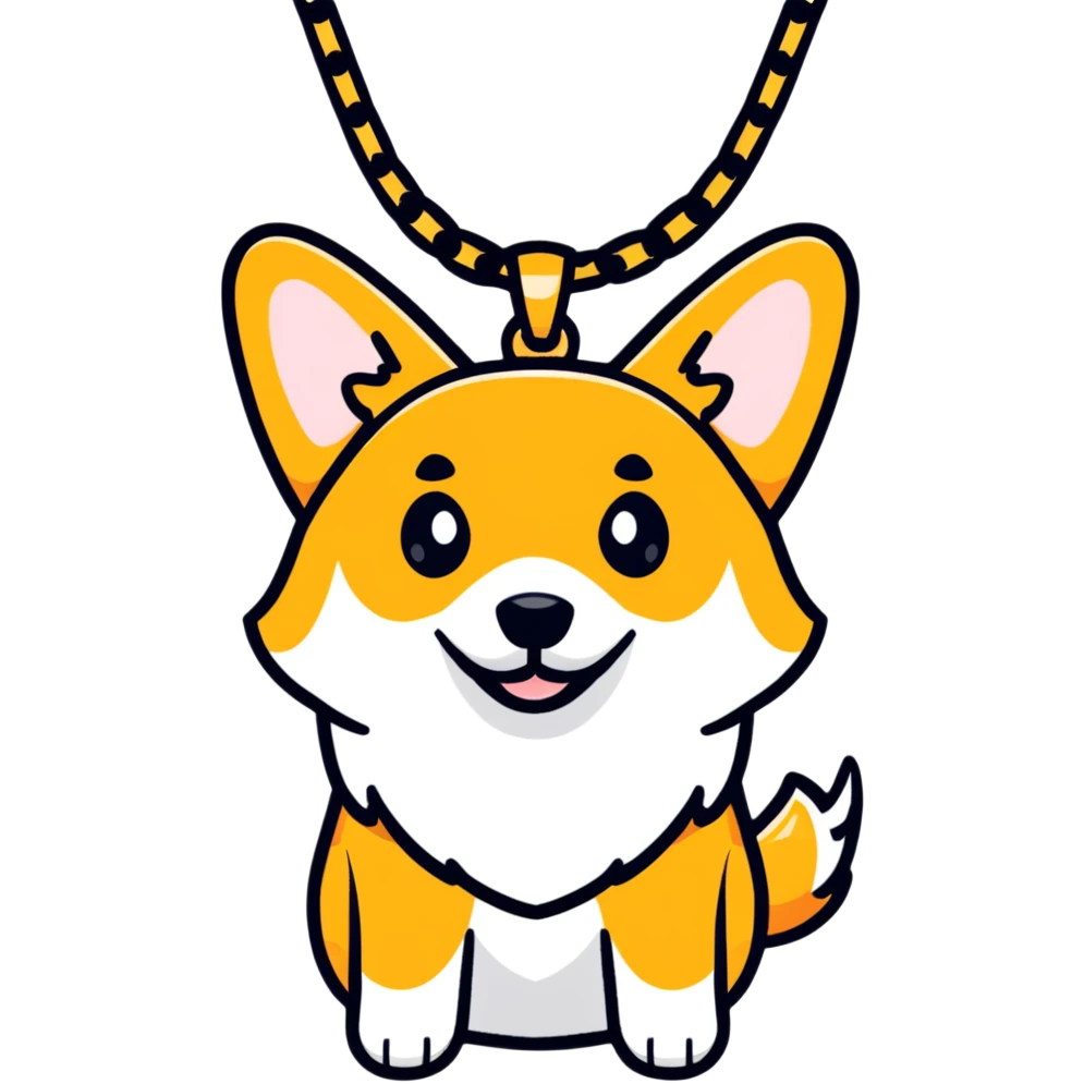 corgi wearing a gold chain emoji
