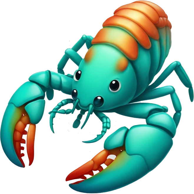 Cyan lobster prawn shrimp crustacean cute emoji