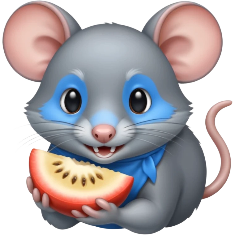 raton gris comiendo gomita redonda azul emoji