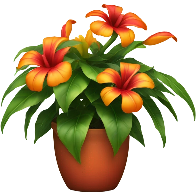a tropical flower plant in a pot emoji
