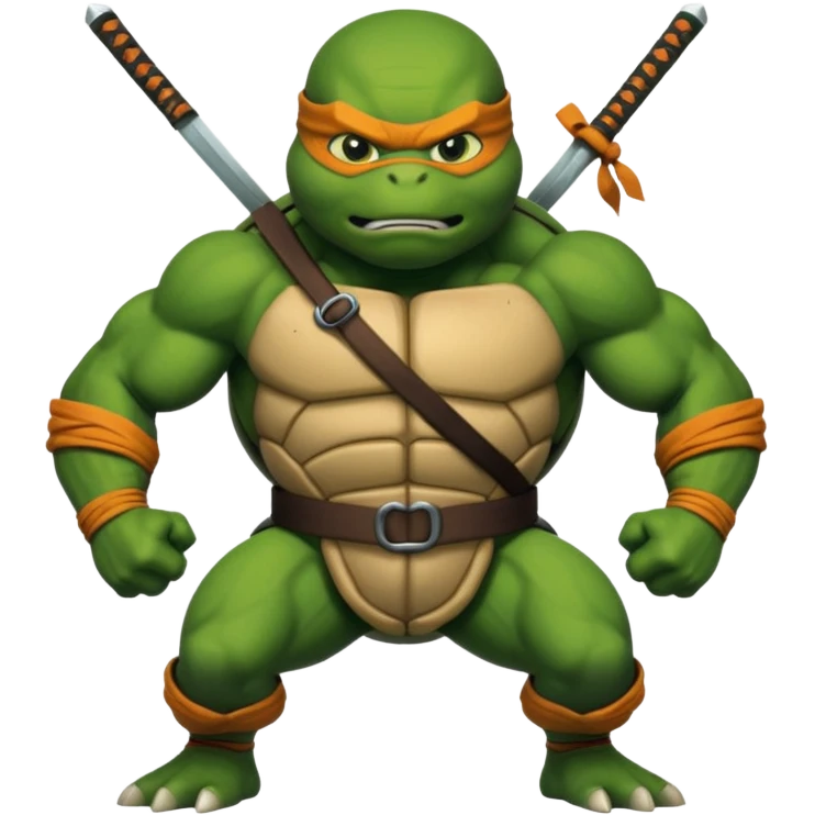 Angry Ninja turtle with completely white eyes emoji