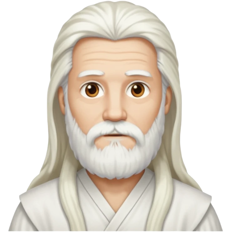 Dios, Hombre cabello largo blanco, barba blanca y tunica blanca emoji