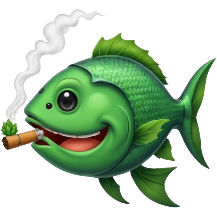 Fish smoking a huge blunt emoji