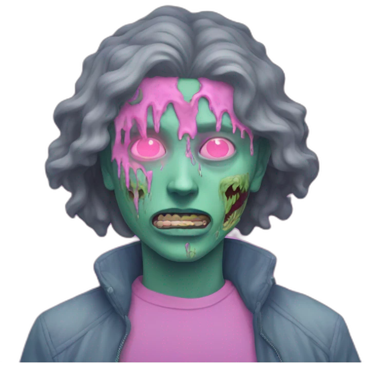 Vaporwave person, half person face half zombie face emoji