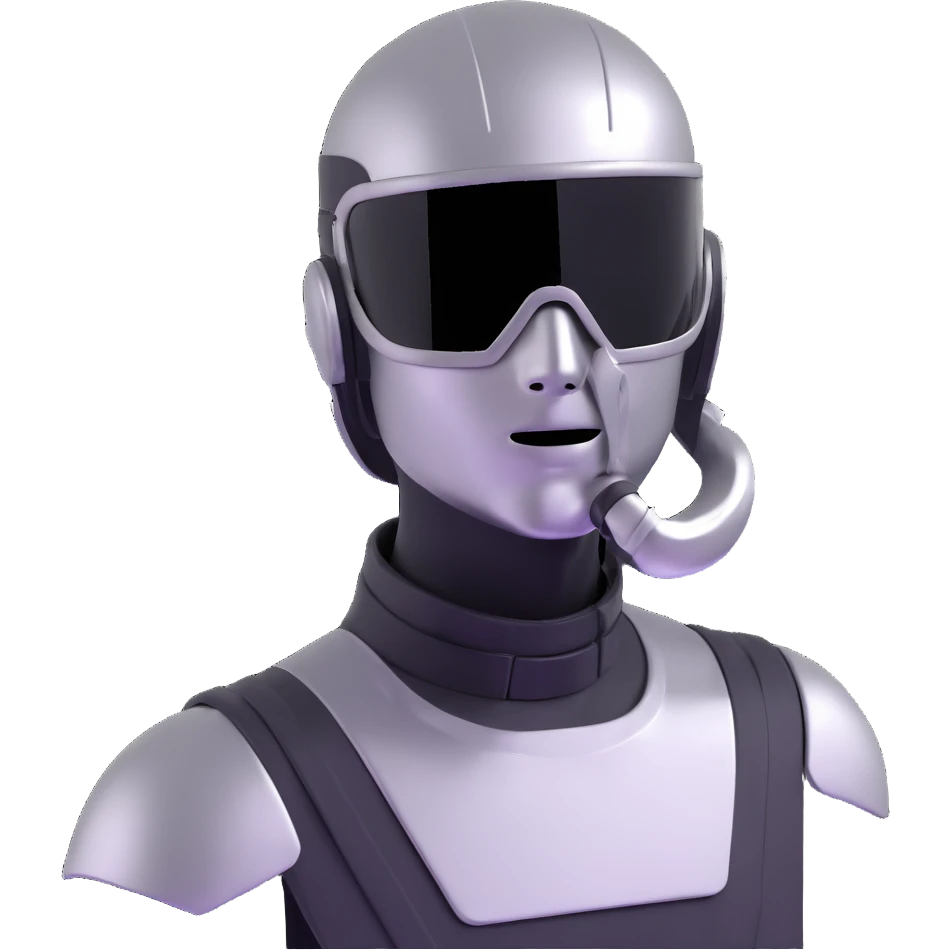 cyber y2k guy with metallic clothing, futuristic visor, and duct tape over his mouth emoji