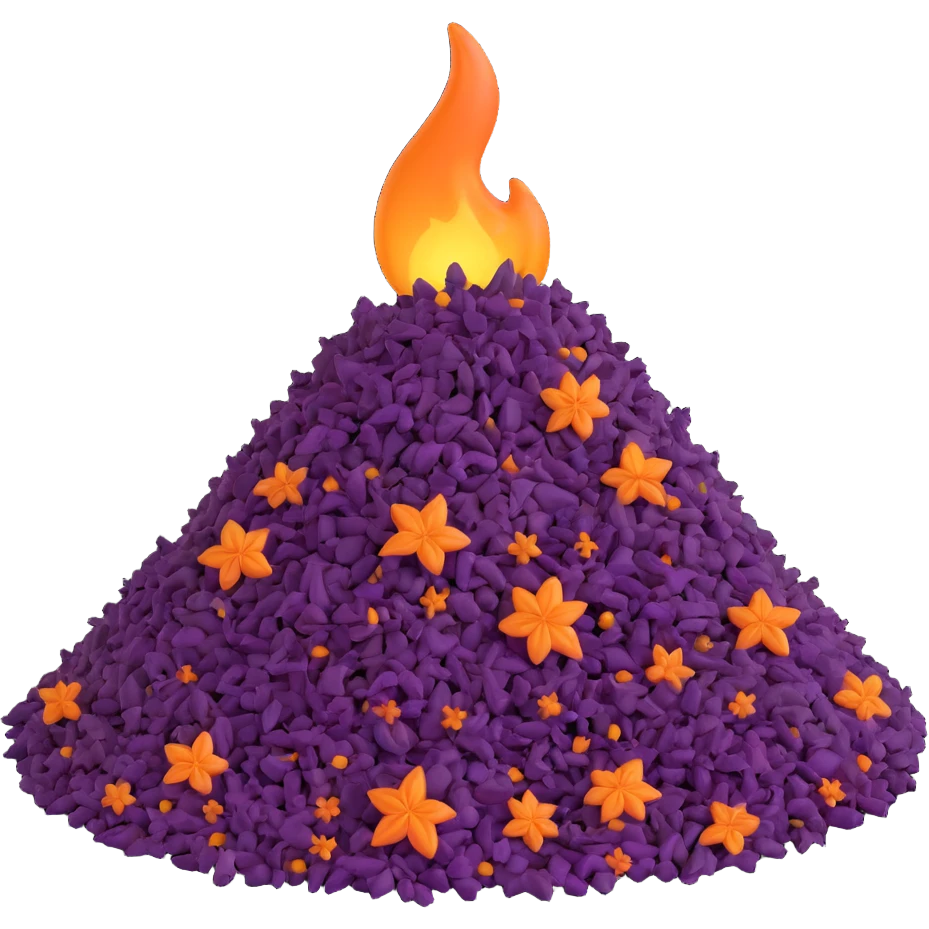 a stylized heap of purple spice, glowing slightly, referencing Dune, in a cartoon emoji style emoji
