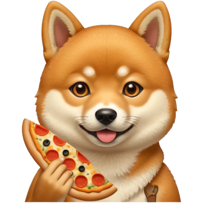 cute shiba inu eating pizza emoji