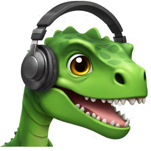 Dinosaur with headphones  emoji