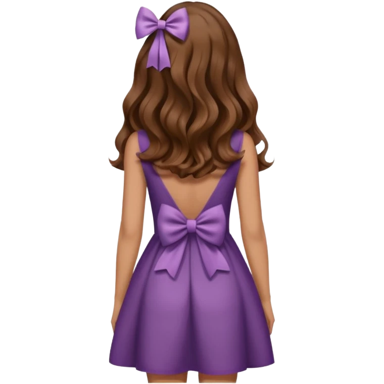 Emoji femme de dos cheveux ondulés brun avec noeud dans les cheveux  emoji