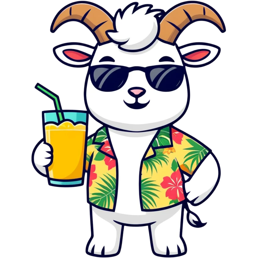 Goat with a human body on vacation  emoji