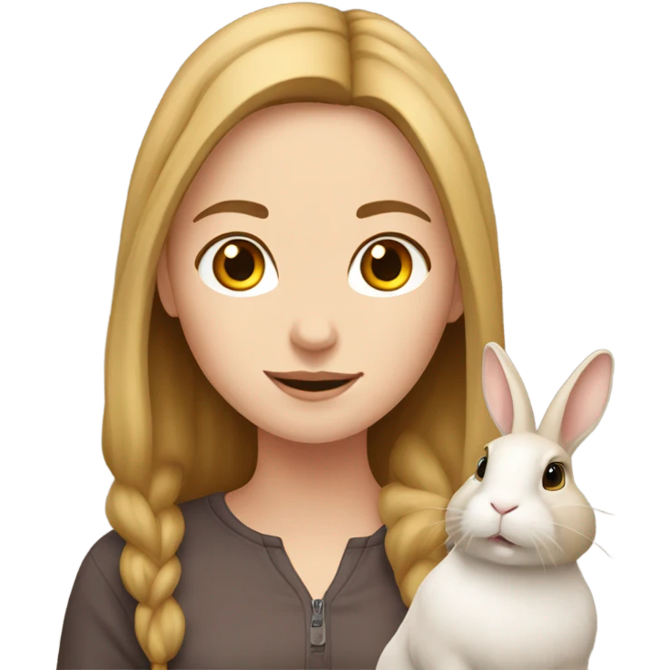 White Girl with brown rabbit  indoors emoji