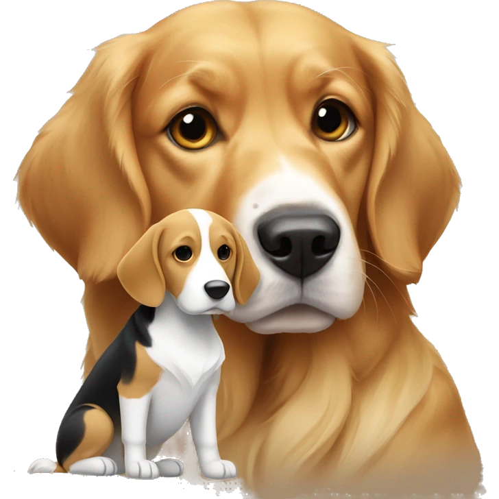 golden retriever beside a beagle emoji