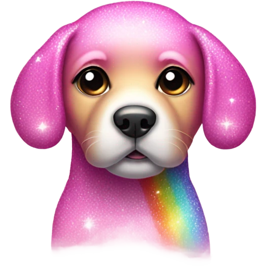All Pink sparkly dog with rainbow  emoji