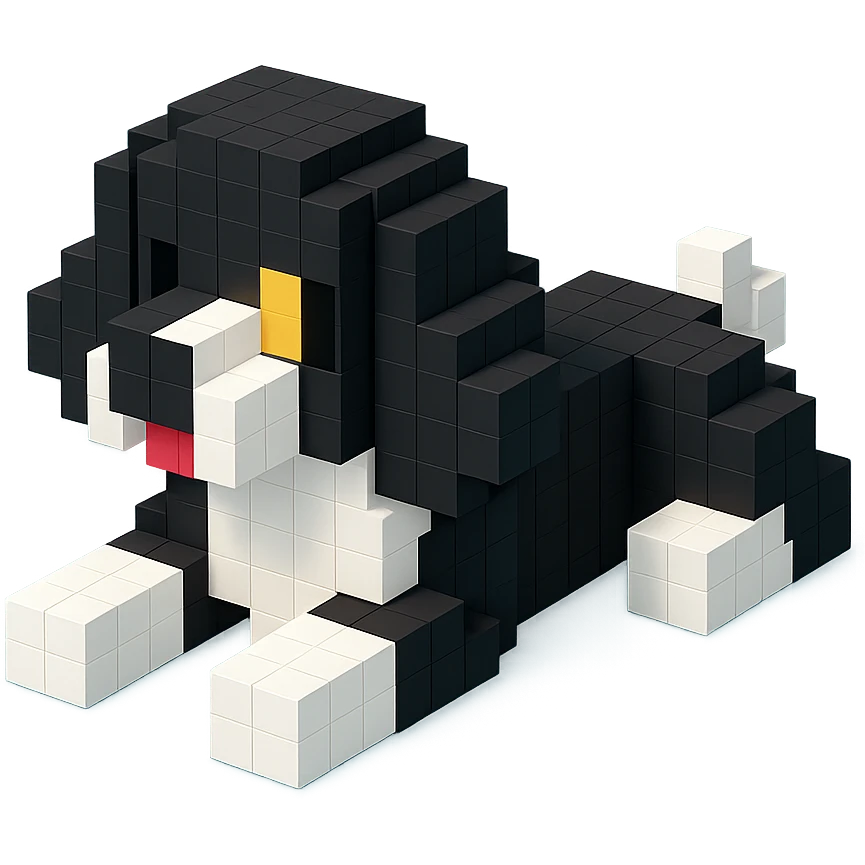 black and white Russian Cocker Spaniel puppy in lying down pose emoji