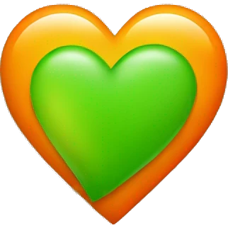 Half green and half orange heart emoji